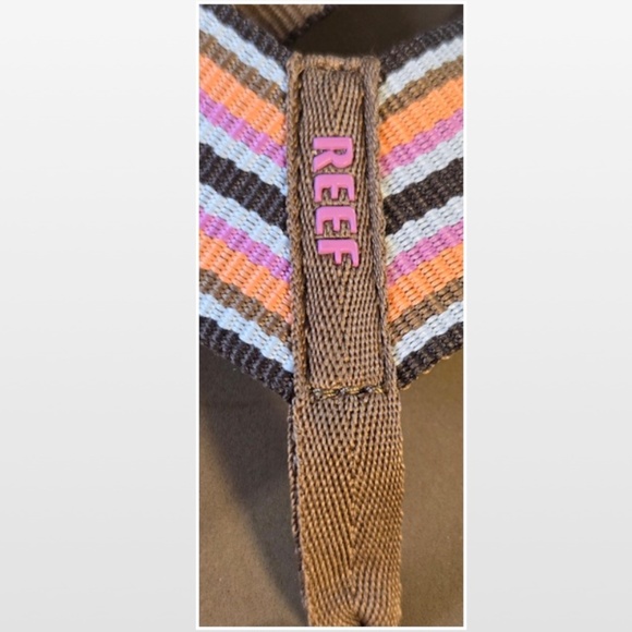 New Reef Flip Flops Womens Size 10 Slip On Brown Pink Stripe Beach NWT - Picture 10 of 16
